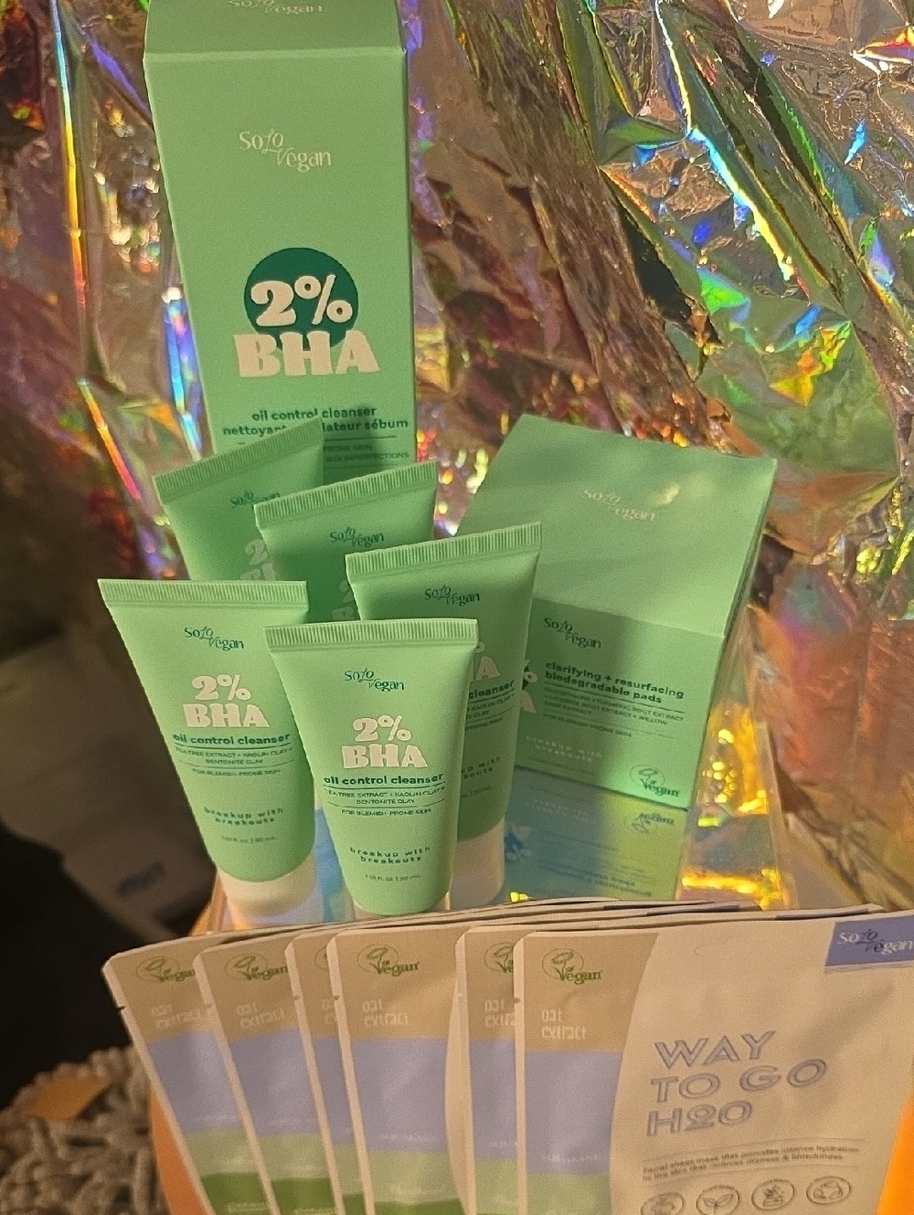 Solo Vegan 2% BHA Oil Control Cleanser & 4% Cleansing Toner PADS Skincare Bundle